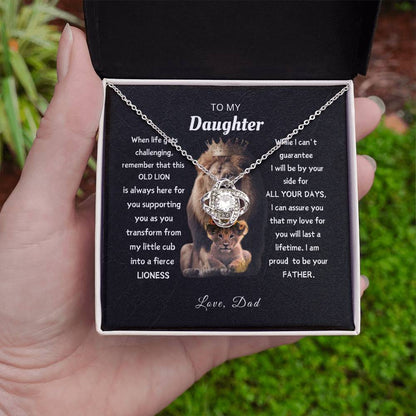 To My Daughter, From This Old Lion - Elegant Loveknot Necklace and Thoughtful Message Card Gift for Your Daughter