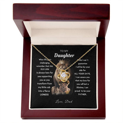 To My Daughter, From This Old Lion - Elegant Loveknot Necklace and Thoughtful Message Card Gift for Your Daughter
