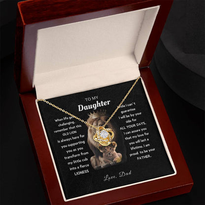 To My Daughter, From This Old Lion - Elegant Loveknot Necklace and Thoughtful Message Card Gift for Your Daughter